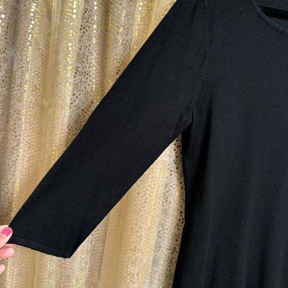 Express Black Scoop Neck Stretchy Quarter Sleeve Sweater Top Large - Picture 4 of 5